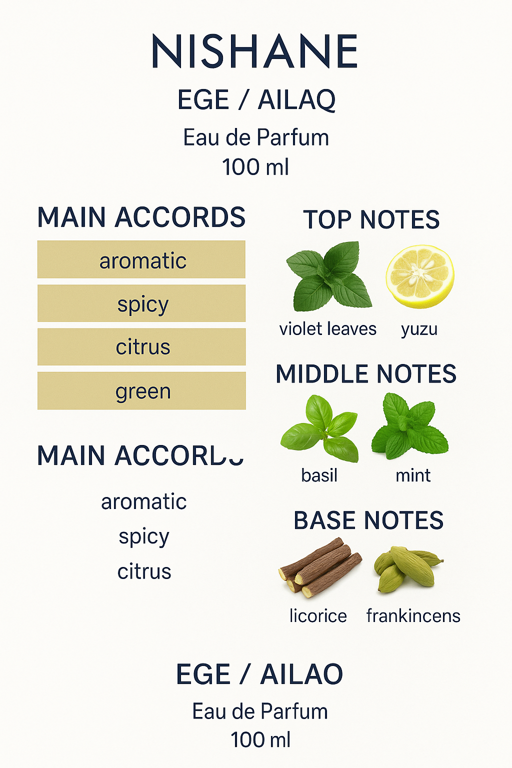 Tester Nishani Egy Egaio Extrait Eau de Parfum 100ml