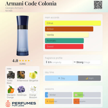 Armani Code Cologne Eau de Toilette for men - Tester